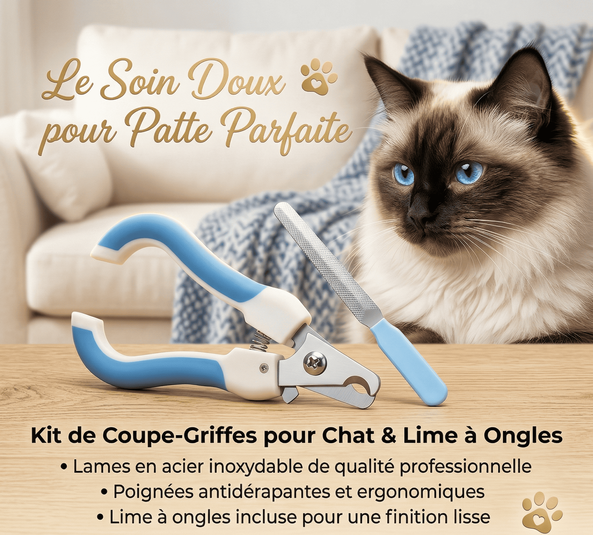 Kit De Coupe Griffes Chien Et Chat Avec Lime À L'ongles 14cm Bleu