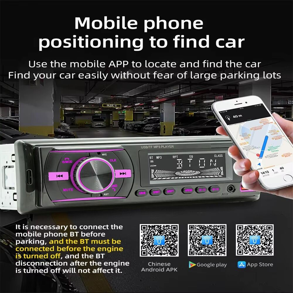 Poste Radio Voiture,lecteur Mp3 Bluetooth Pour Voiture,lumière Sept Couleurs,haute Puissance 12v,fm/aux/usb,disque Flash,machine,charge De Téléphone Haute Fidélité thumbnail 6