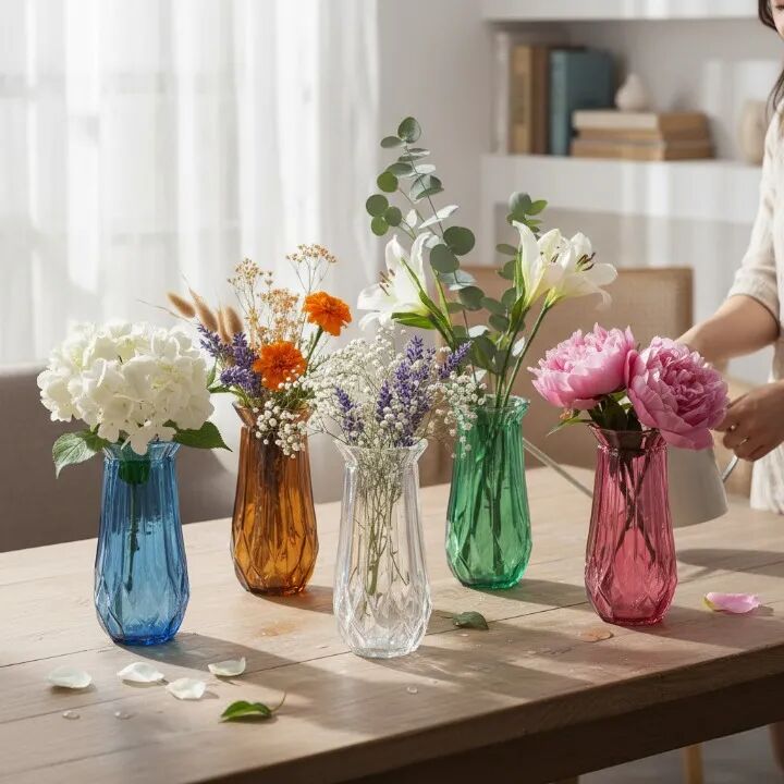 Vase Décoratif En Verre Élégant Pour Décoration Intérieure – Couleur Aléatoire thumbnail 7