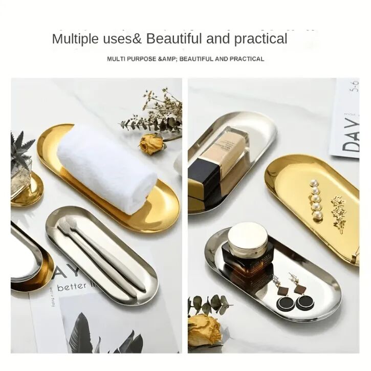 Lot De 3 Plateaux De Rangement Polyvalents Pour Cuisine, Cosmétiques Et Accessoires – Couleur Aléatoire thumbnail 6