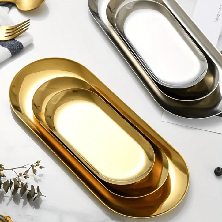 Lot De 3 Plateaux De Rangement Polyvalents Pour Cuisine, Cosmétiques Et Accessoires – Couleur Aléatoire