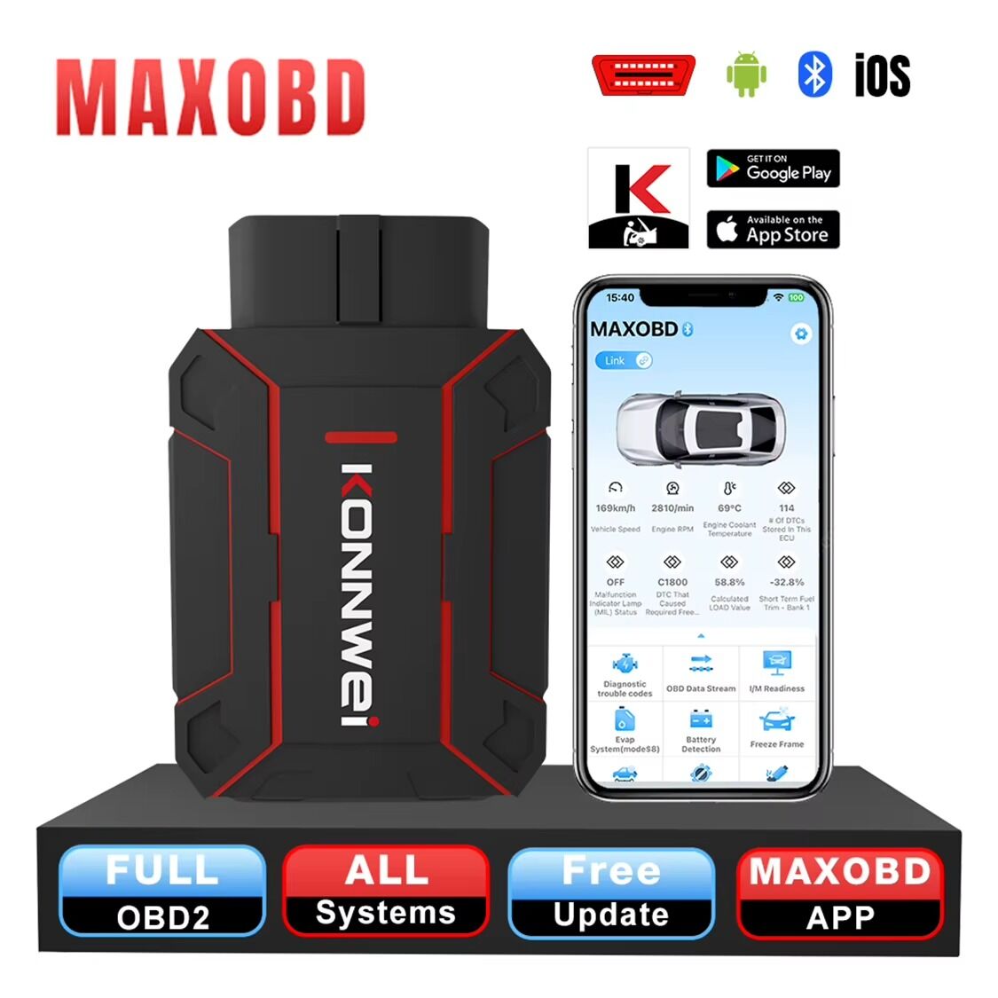 Scanner Obd2 Bluetooth Voiture R2sum2 – Diagnostic Auto & Lecture/effacement Codes Défaut Via Application thumbnail 4