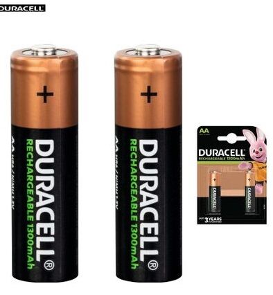 Duracell Lot De 2 Batterie Rechargeable Pile Préchargée Aa (ni-mh) X2 1300mah Pro 5years