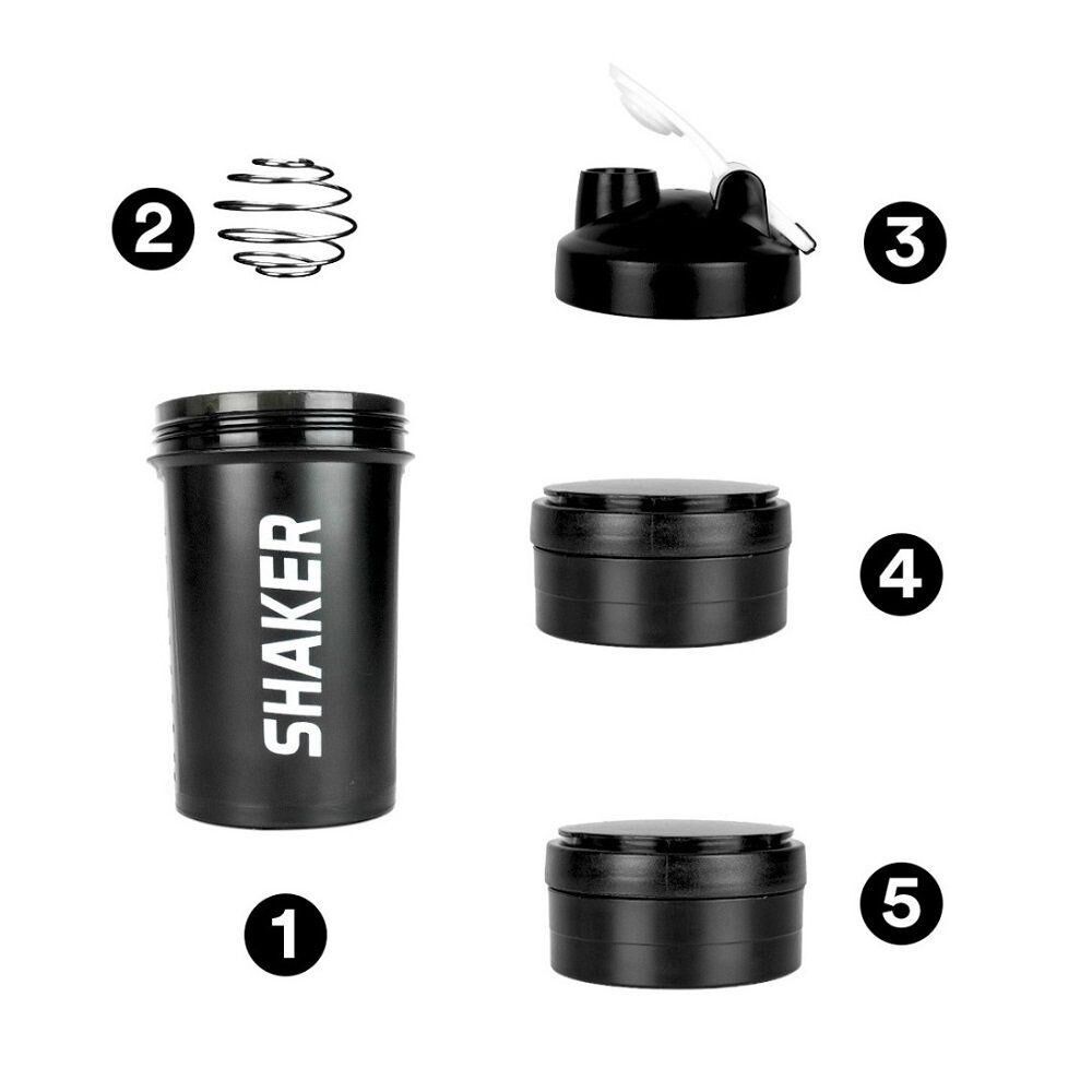 Shaker 3 Pcs 450 Ml | Shaker Protéine Avec Compartiments, Bouteille Sport Fitness Anti-fuite thumbnail 3