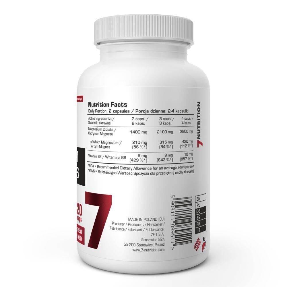 Magnesium Citrate + B6 120 Vege Caps | Énergie & Anti-fatigue | Réduction Stress