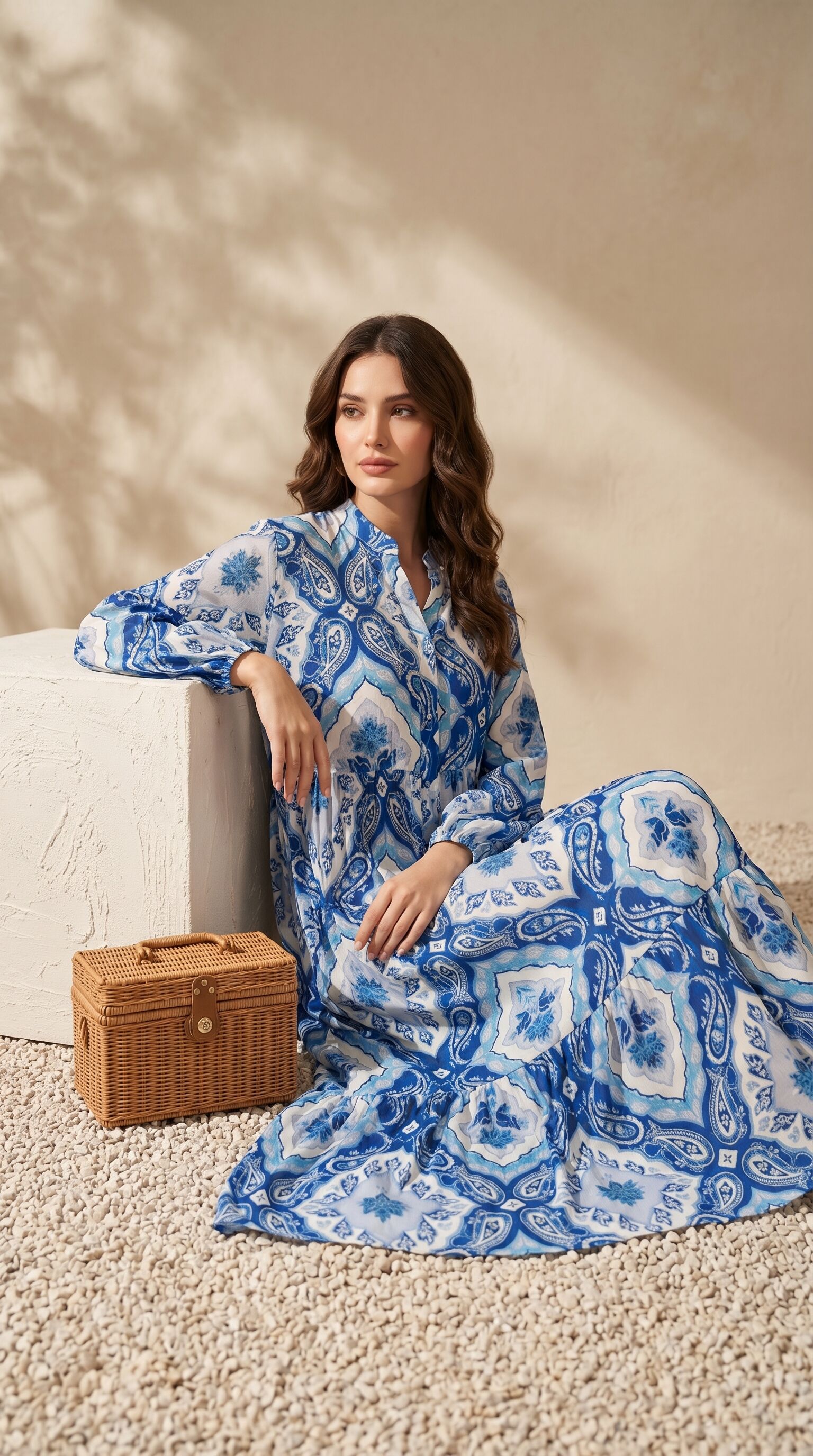 Robe Maxi Fluide À Imprimé Élégant