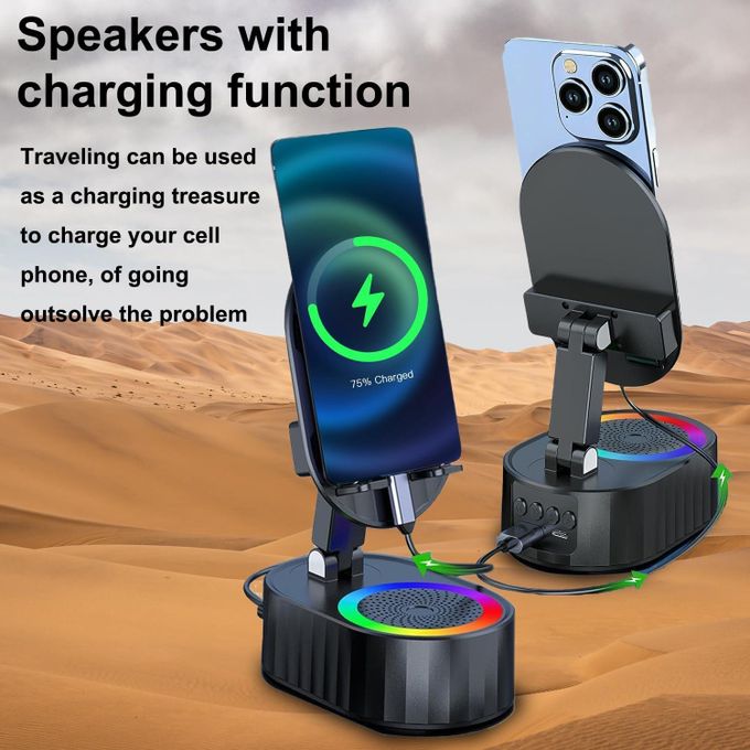 Support De Téléphone Avec Enceinte Et Recharge D’appoint