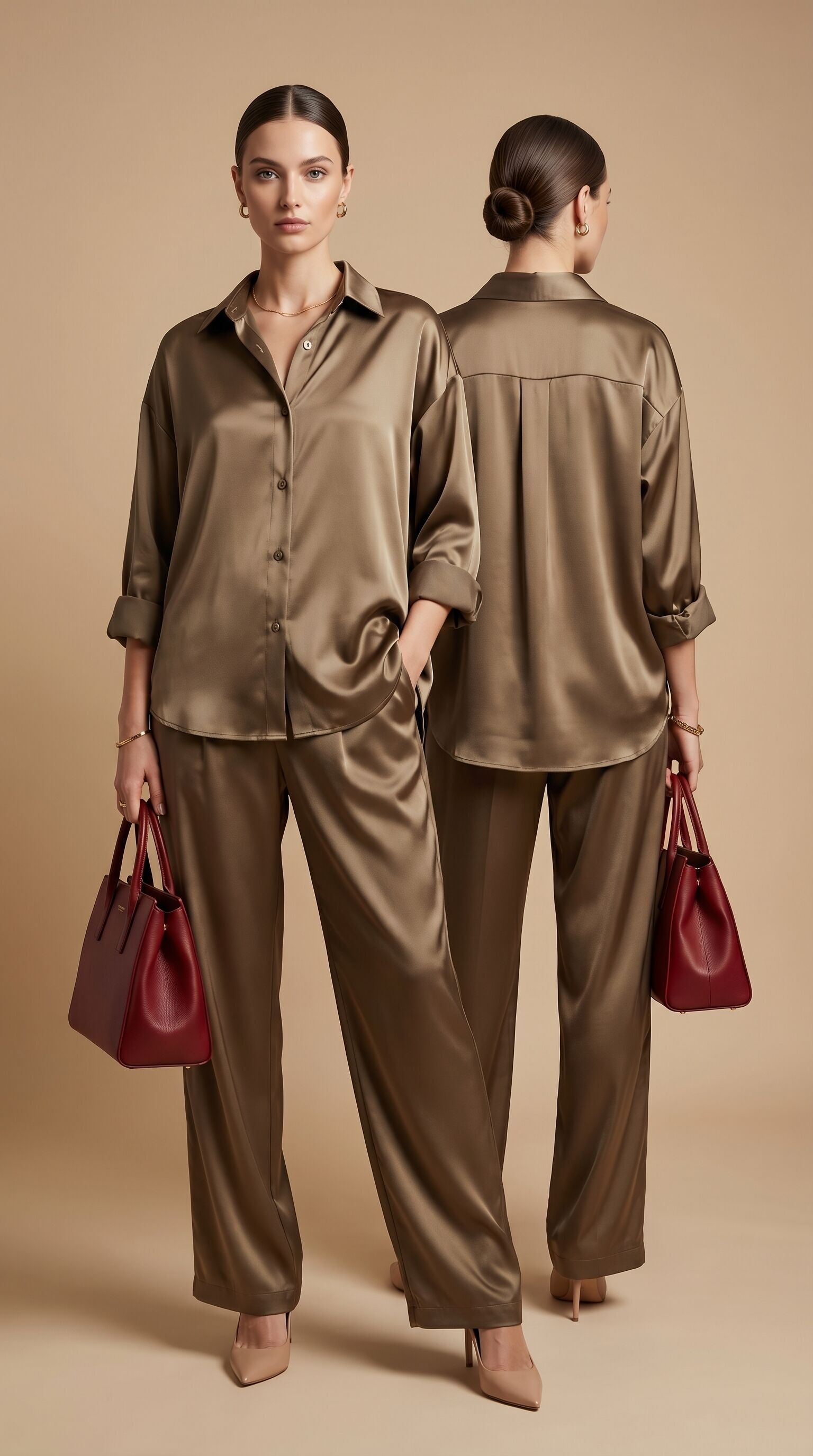 Ensemble Satin Élégant Effet Soie