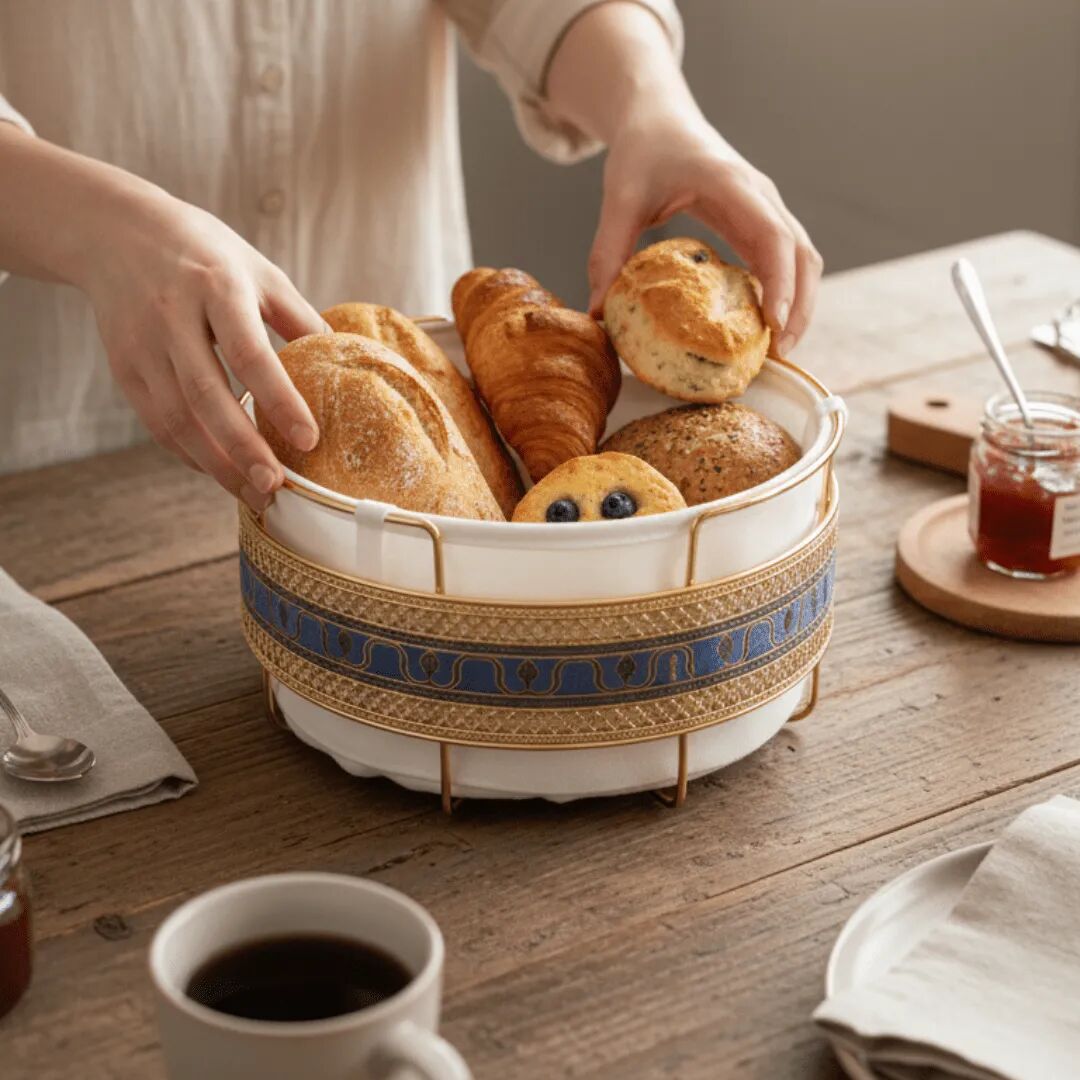 Panier De Rangement Luxueux En Or Et Tissu Blanc – Multi-usages