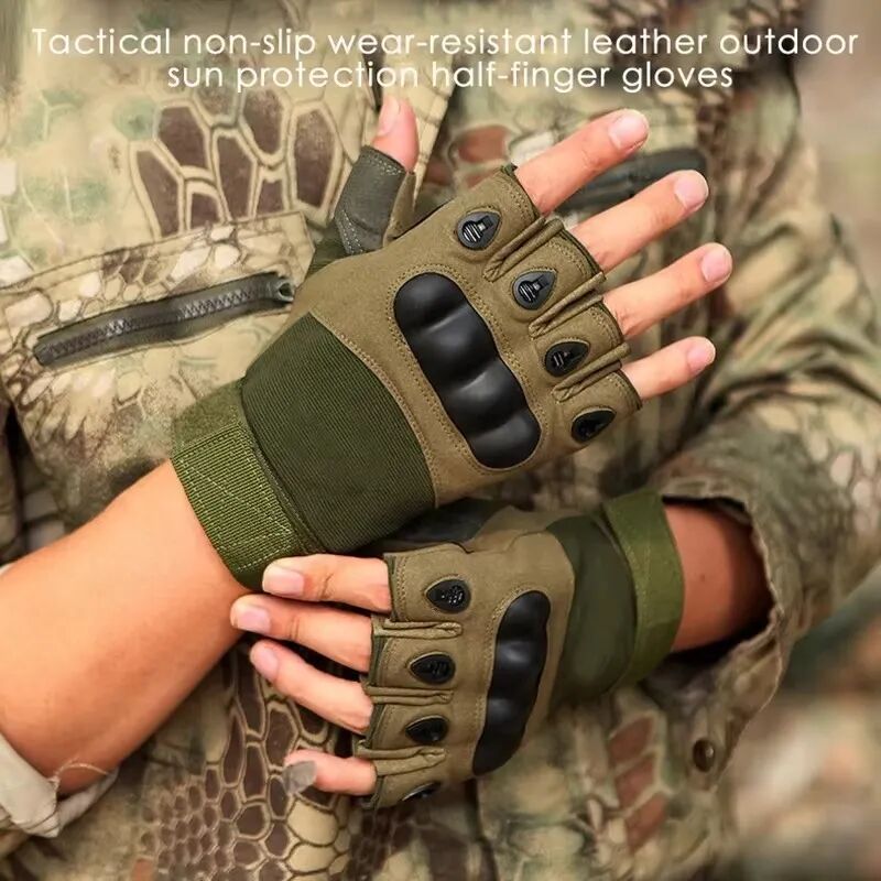 Gants De Moto Demi-doigt Respirants Pour Entraînement Militaire Et Sports Et Escalade Et Chasse (colleur Aléatoire)