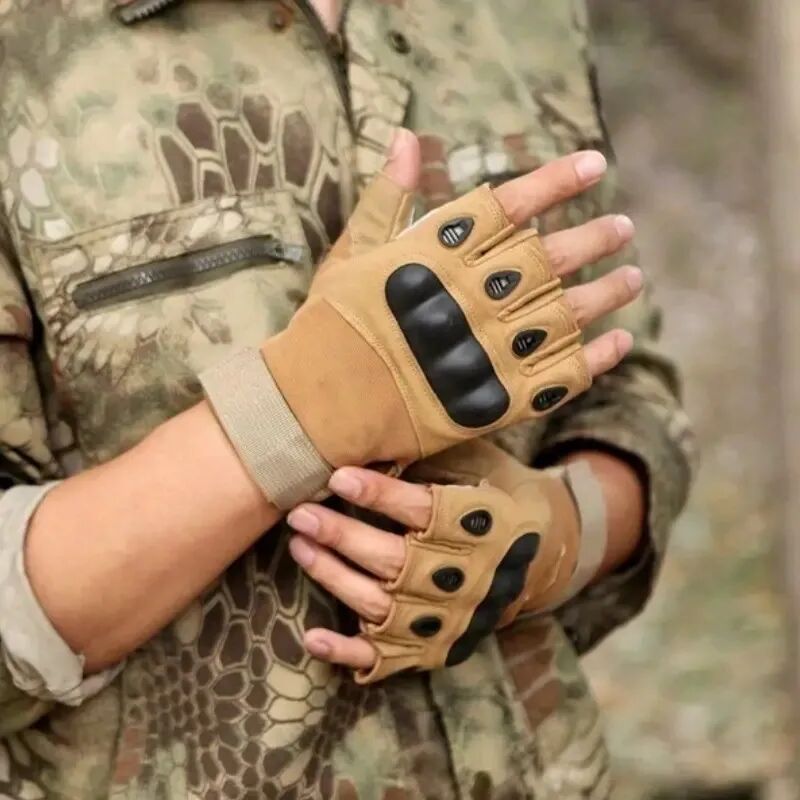 Gants De Moto Demi-doigt Respirants Pour Entraînement Militaire Et Sports Et Escalade Et Chasse (colleur Aléatoire) thumbnail 3