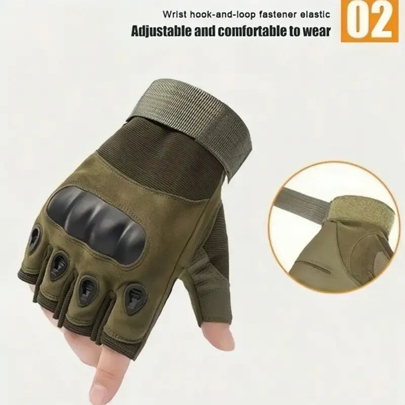Gants De Moto Demi-doigt Respirants Pour Entraînement Militaire Et Sports Et Escalade Et Chasse (colleur Aléatoire) thumbnail 5
