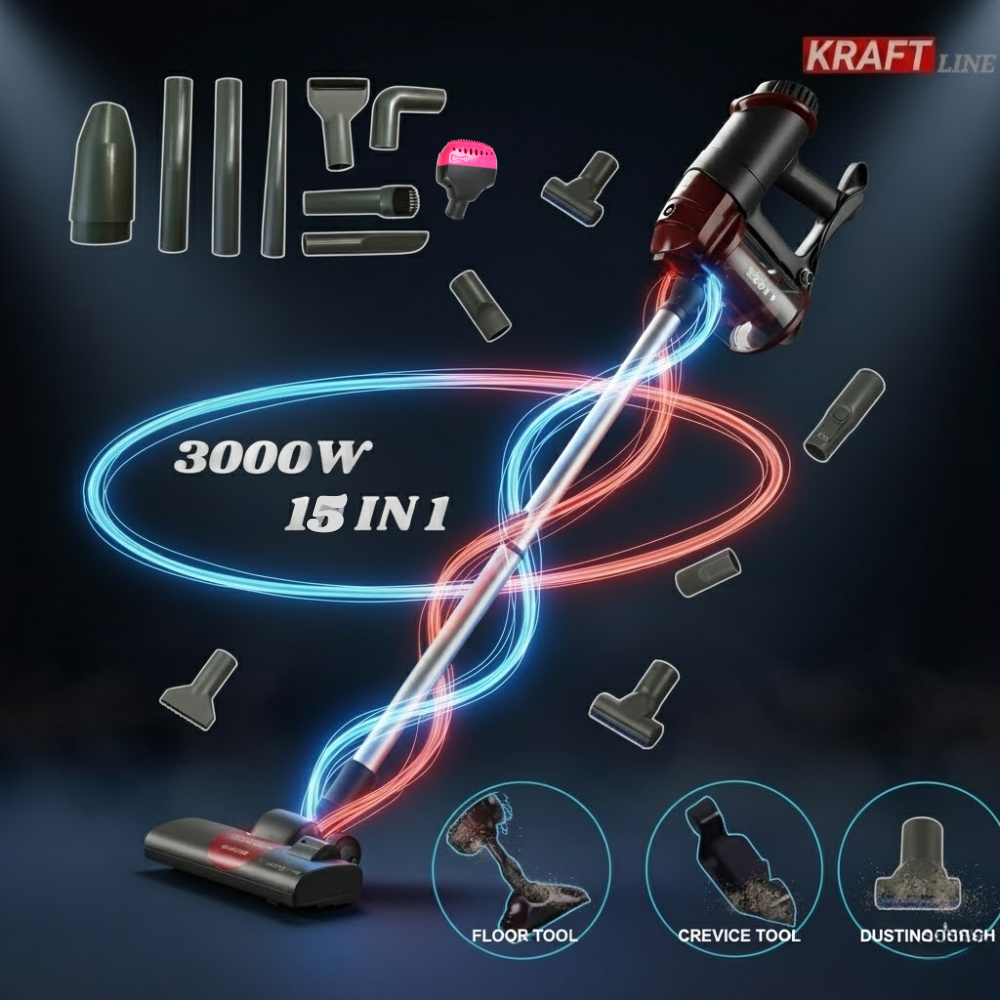 Aspirateur Balai As-8008 – 15 En 1 Avec Filtre Et Accessoires Multifonctions