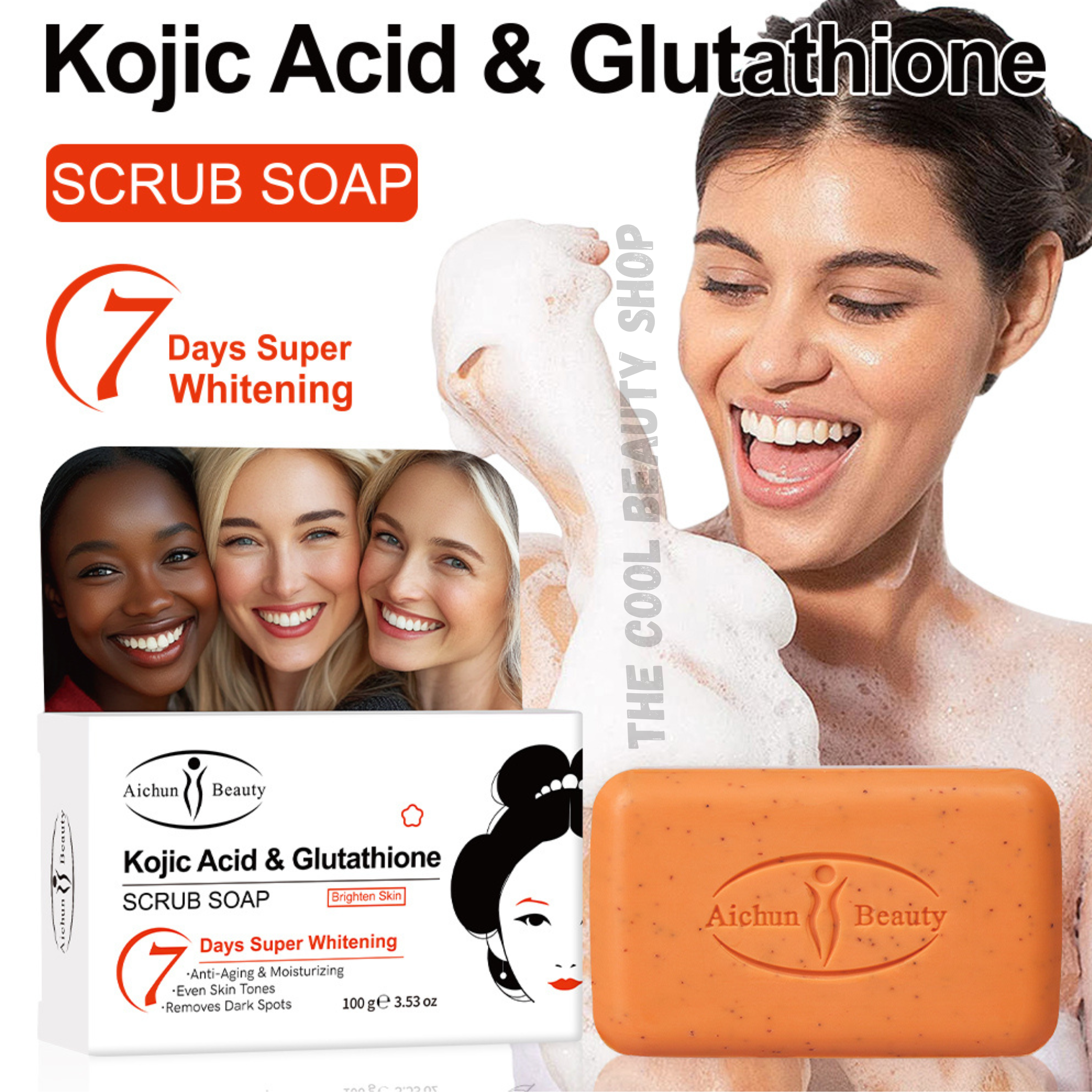 Savon Gommant Acide Kojique & Glutathion – Anti-taches & Éclat Du Teint