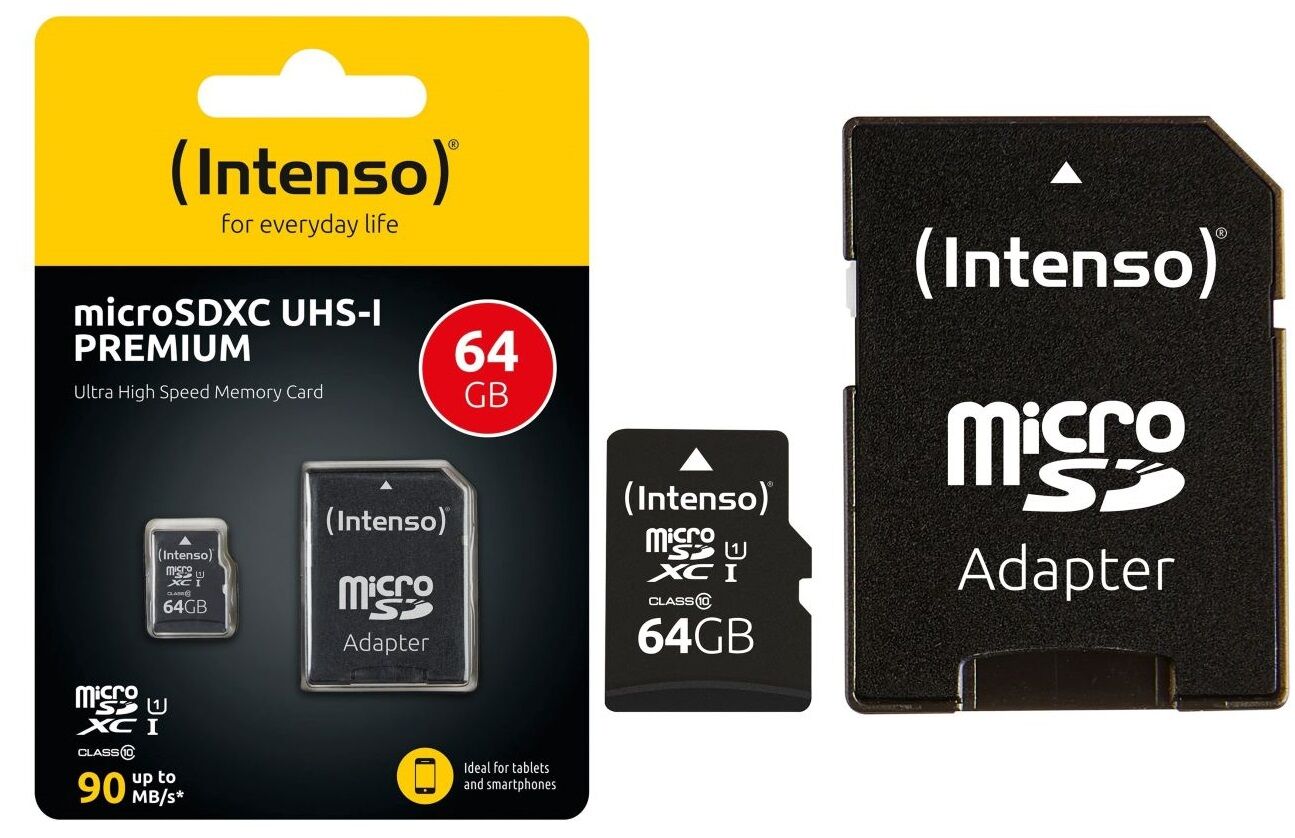 Carte Mémoire 64 Go Microsdxc Premium 64 Go Classe 10 Uhs-i Avec Adaptateur Sd (jusqu'à 90 Mb/s)-noir