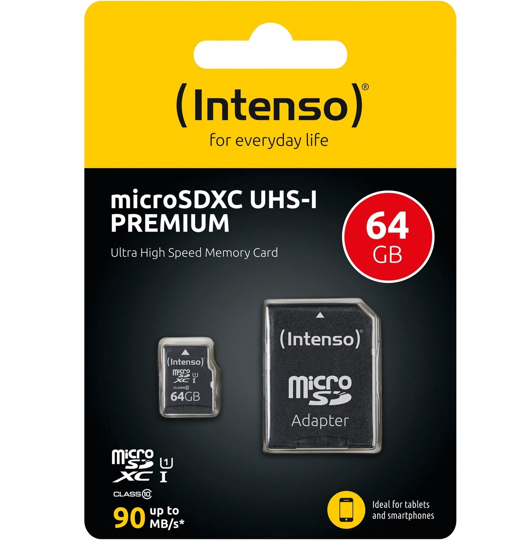 Carte Mémoire 64 Go Microsdxc Premium 64 Go Classe 10 Uhs-i Avec Adaptateur Sd (jusqu'à 90 Mb/s)-noir