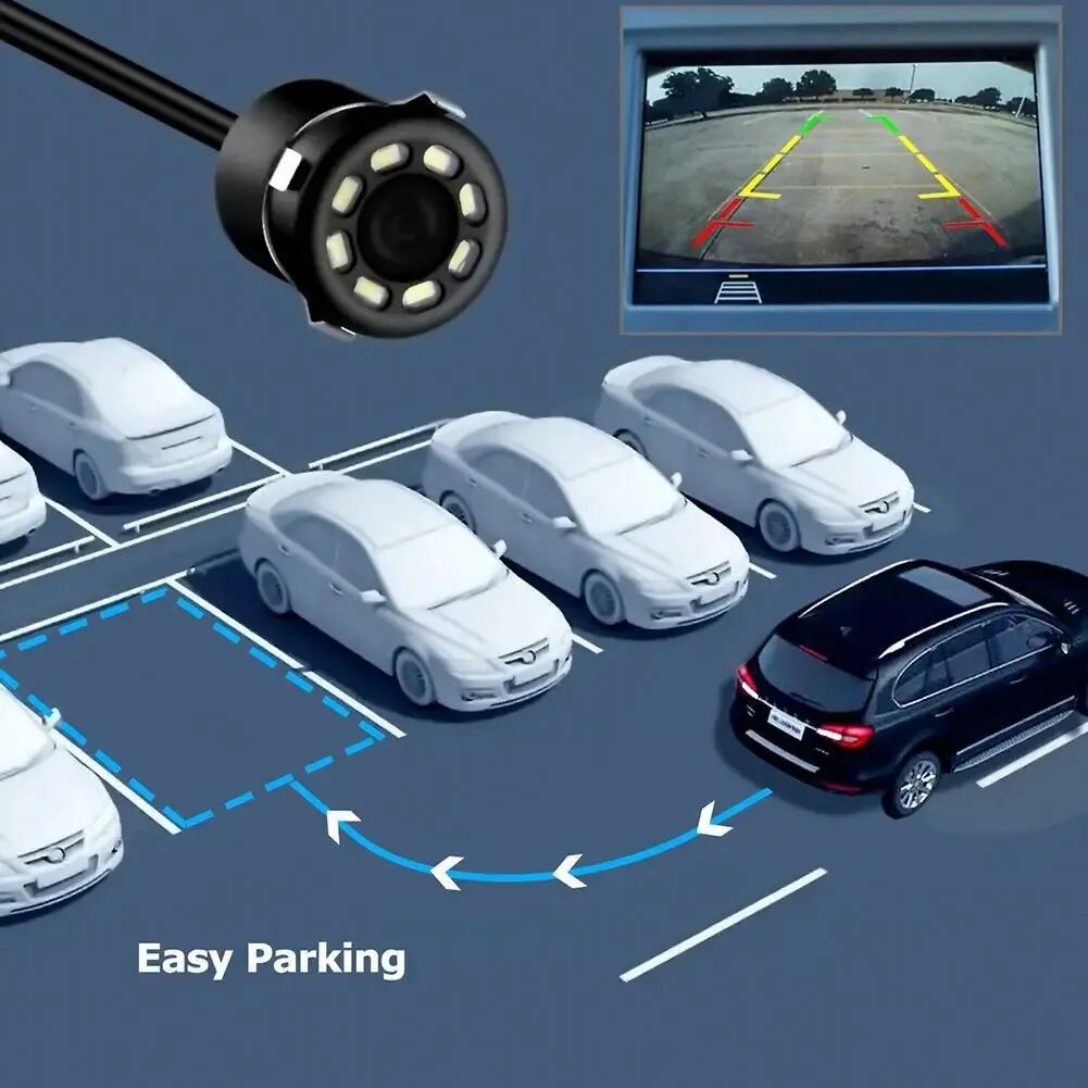 Caméra De Recul Universelle Pour Voiture Avec 8 Led Nuit Visible Imperméable Ronde thumbnail 4