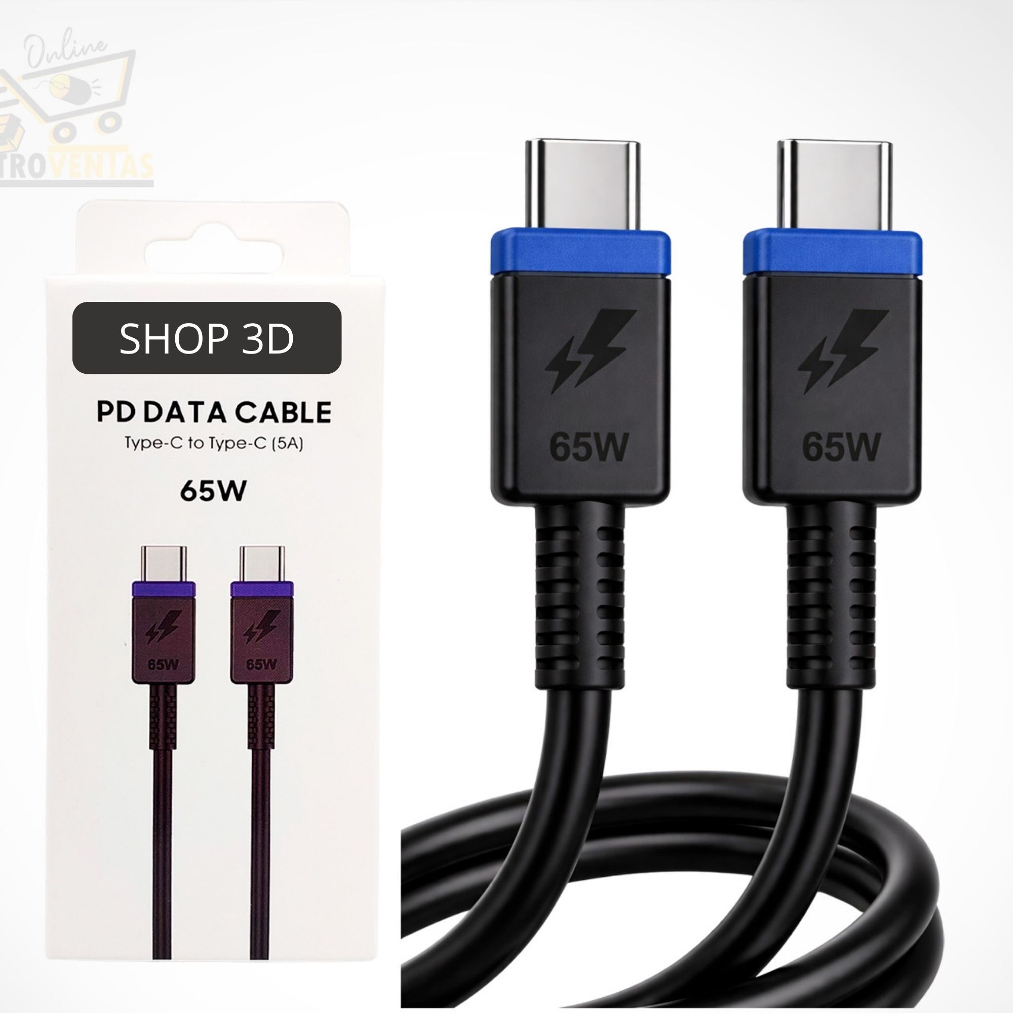 Câble De Charge Rapide Pd 65w Double Type C 1m thumbnail 4