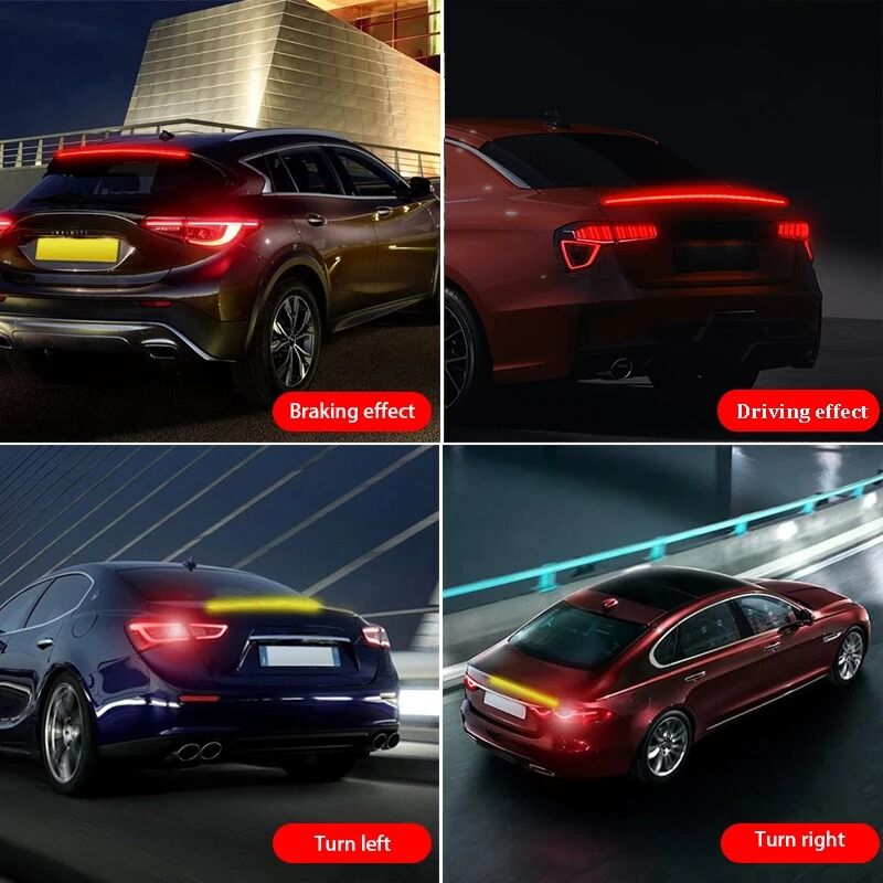 Becquet Led Dynamique Blanc Jaune En Fiber De Carbone,kit De Lèvre De Coffre De Voiture,bande Lumineuse De Becquet Arrière De Voiture 12v thumbnail 5