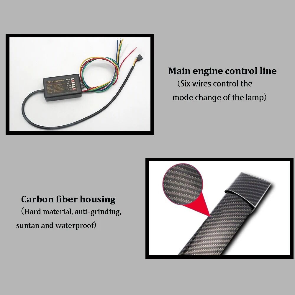 Becquet Led Dynamique Blanc Jaune En Fiber De Carbone,kit De Lèvre De Coffre De Voiture,bande Lumineuse De Becquet Arrière De Voiture 12v thumbnail 6