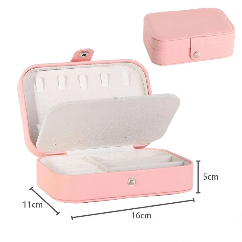 Boîte À Bijoux Portable En Cuir Pu Pour Collier, Boucles D'oreilles, Bague Rose Claire thumbnail 7