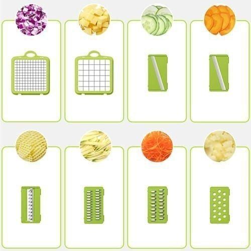Coupe-légumes Multifonction Avec Récipient – Mandoline, Dés, Tranches, Râpes thumbnail 3