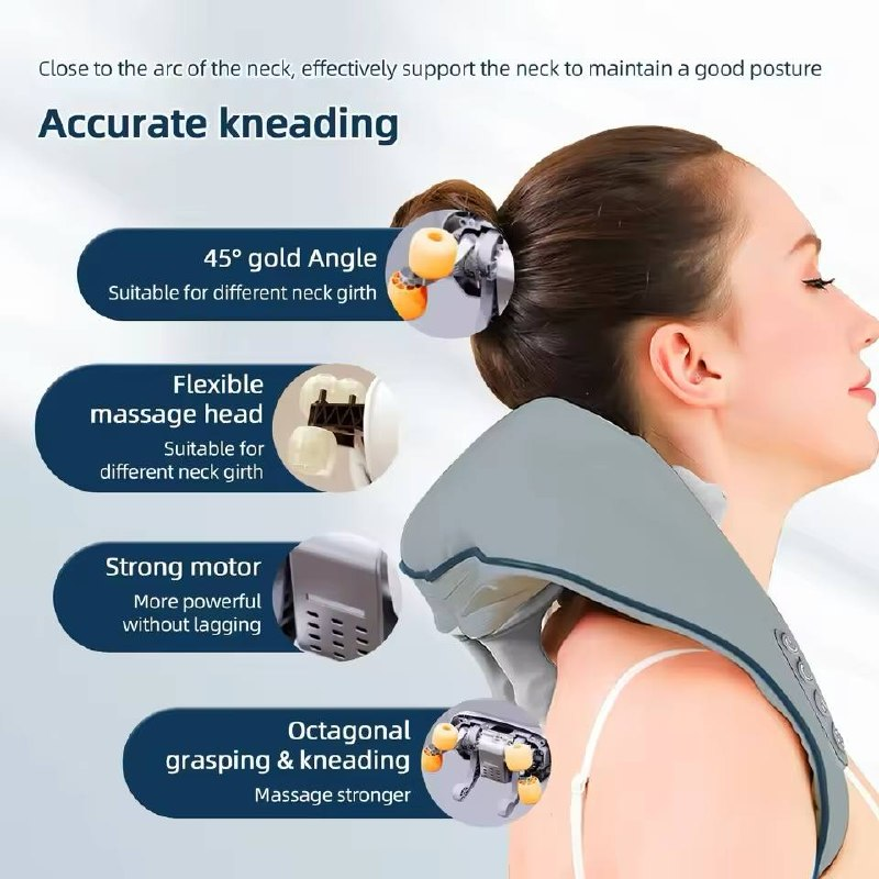 Masseur cervical électrique avec chaleur – rechargeable, couleur aléatoire thumbnail 4