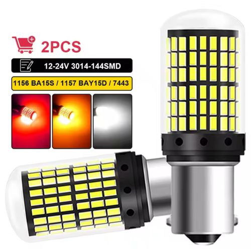 Feu Led Haute Puissance Pour Voiture,2 Pièces,4014 Smd Canbus 1156 P21w Blanck,clignotant,indicateur Arrière
