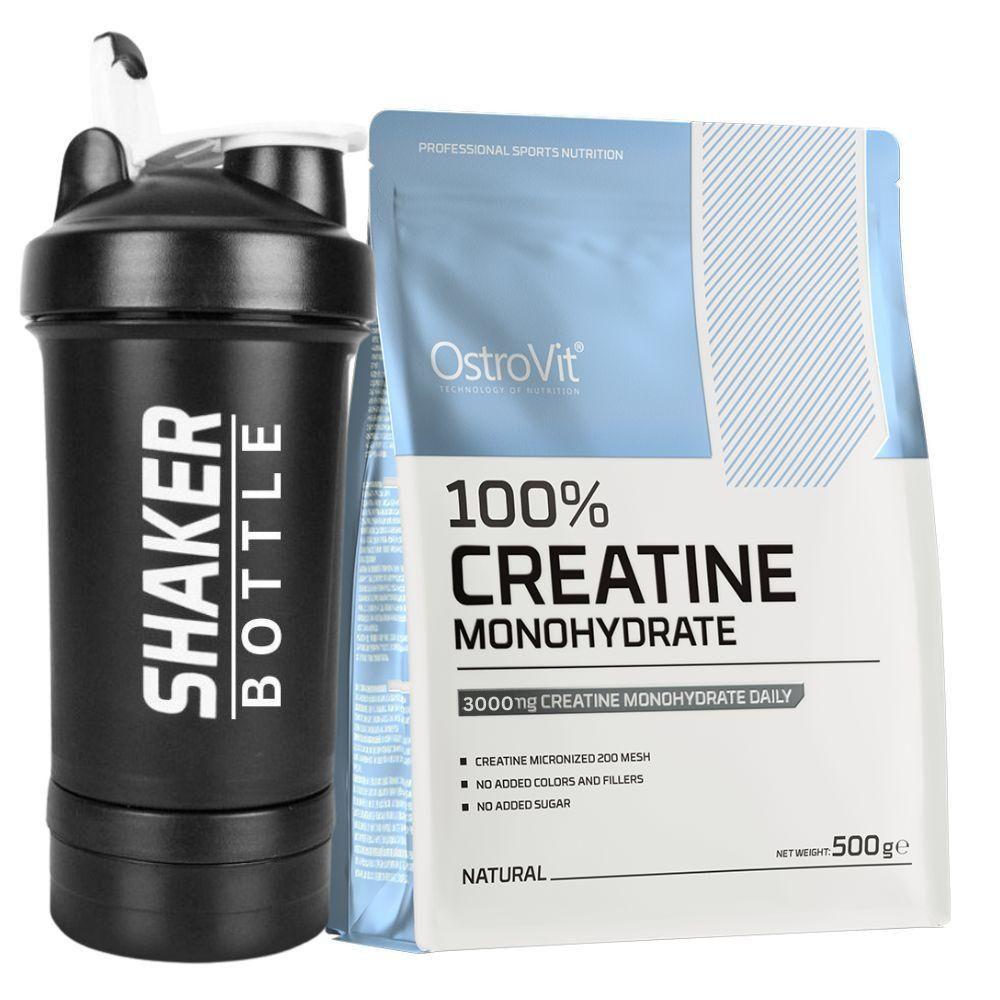 Pack Creatine Monohydrate 500 G Naturel + Shaker 3 Pcs 450 Ml | Créatine Pure | Force & Performance | 166 Portions
