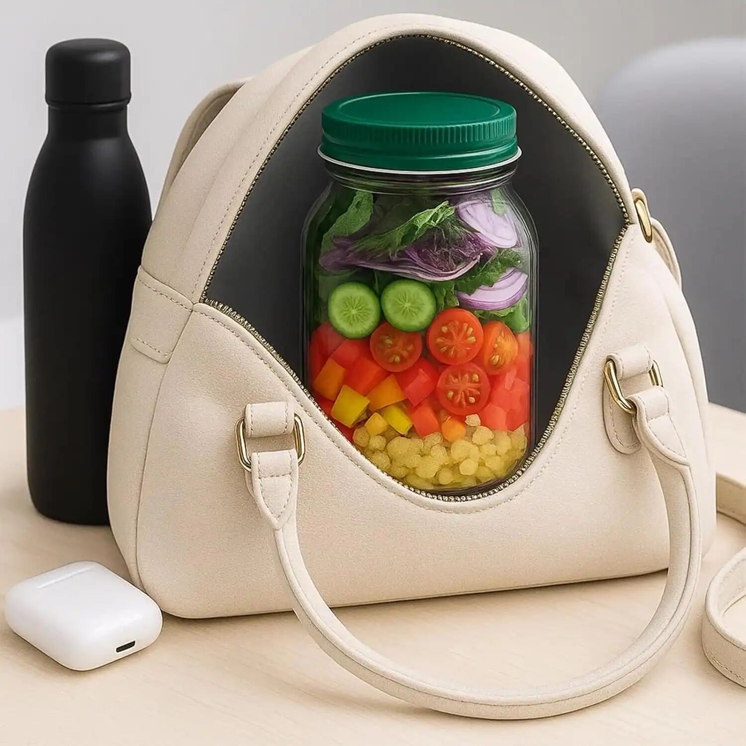 Salad Pod – Boîte À Salade Verticale Avec Compartiment Sauce Étanche