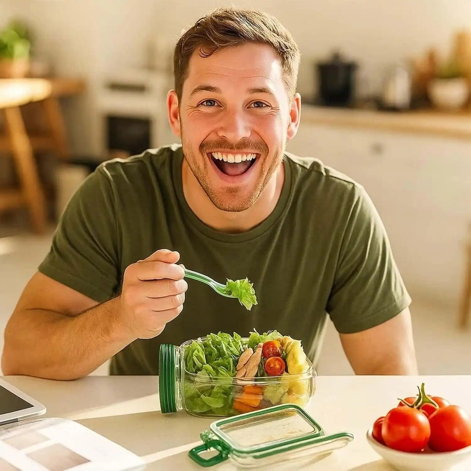 Salad Pod – Boîte À Salade Verticale Avec Compartiment Sauce Étanche thumbnail 5