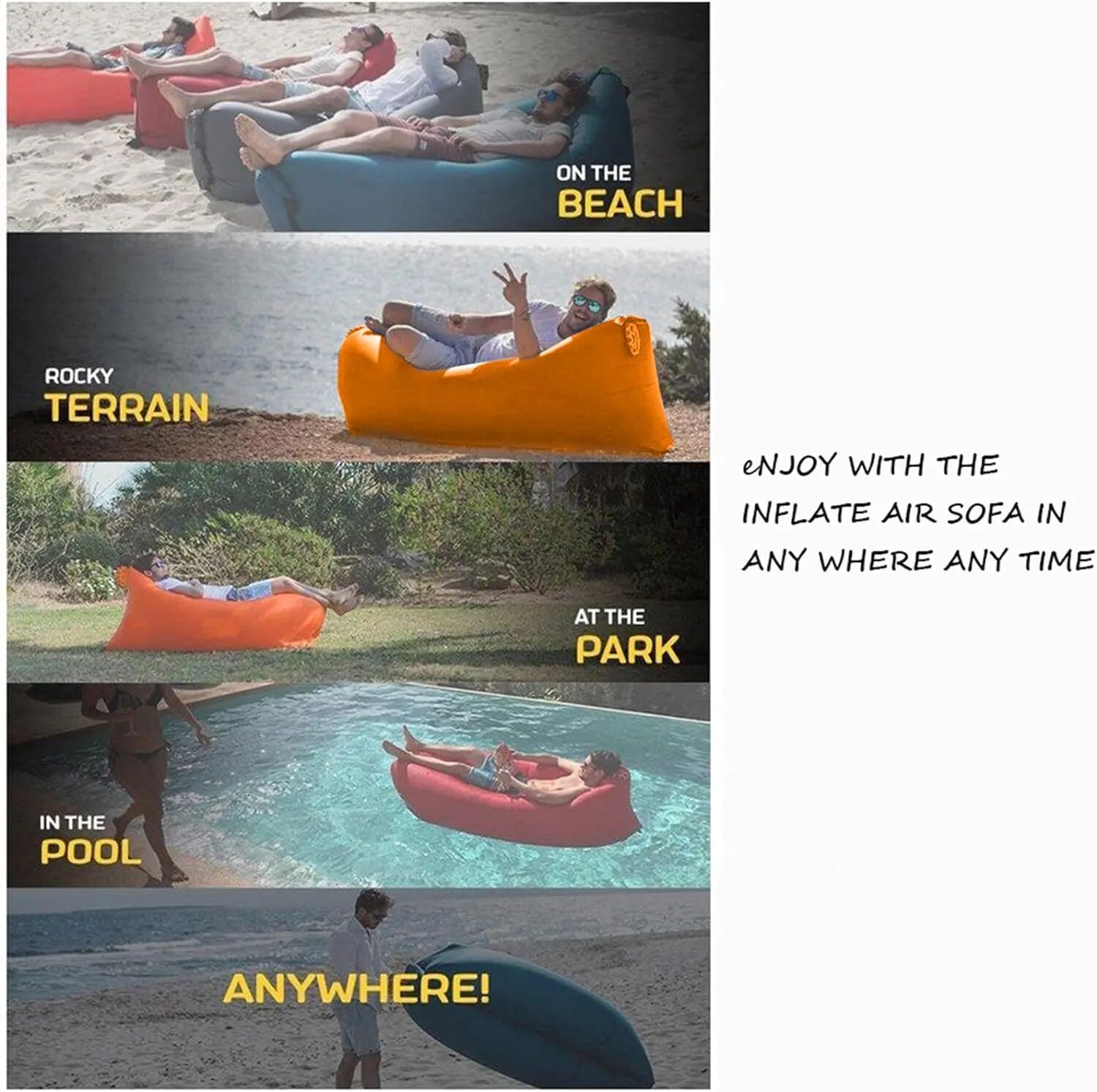 Canapé Gonflable Léger Et Stimulant Pour L'humeur Ultime Pour Le Camping Sur La Plage thumbnail 5
