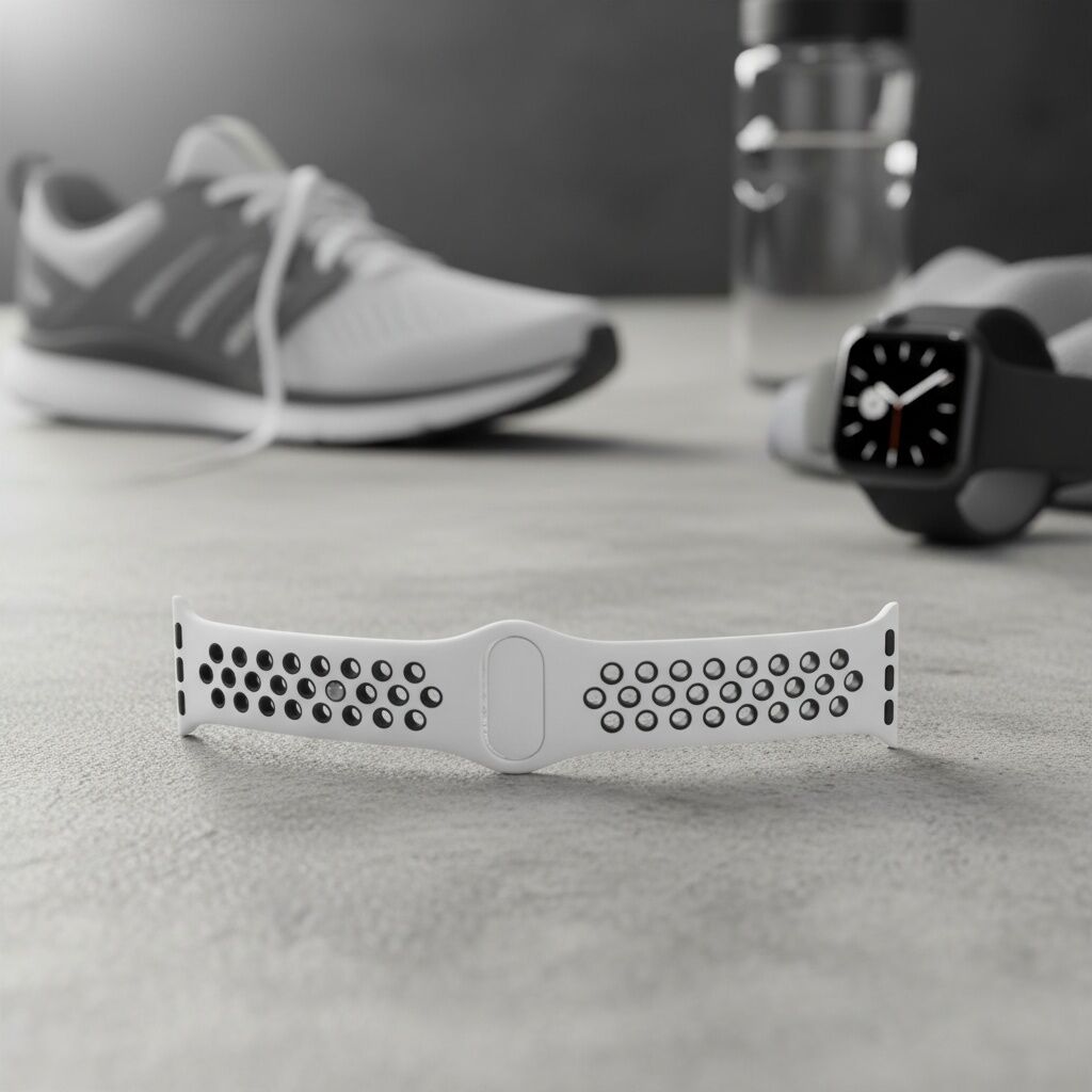 Bracelet Sport Double Compatible Avec Apple Watch 42/49mm - Blanc/noir thumbnail 4
