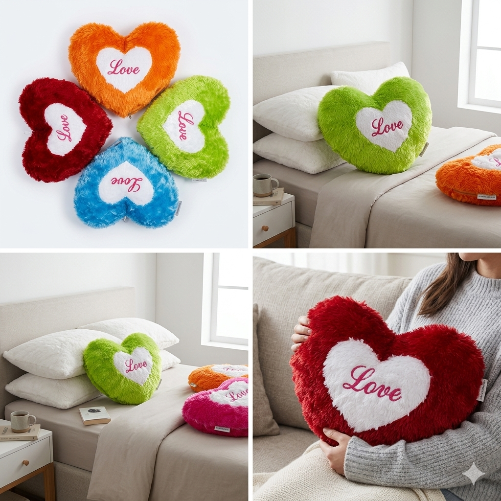 Housse De Coussin Décorative En Forme De Cœur En Fourrure Douce (couleur Aléatoire)