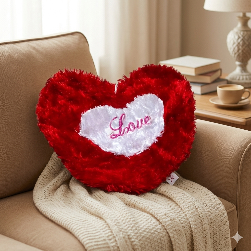 Housse De Coussin Décorative En Forme De Cœur En Fourrure Douce (couleur Aléatoire) thumbnail 3