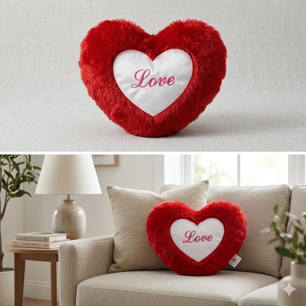 Housse De Coussin Décorative En Forme De Cœur En Fourrure Douce (couleur Aléatoire) thumbnail 4