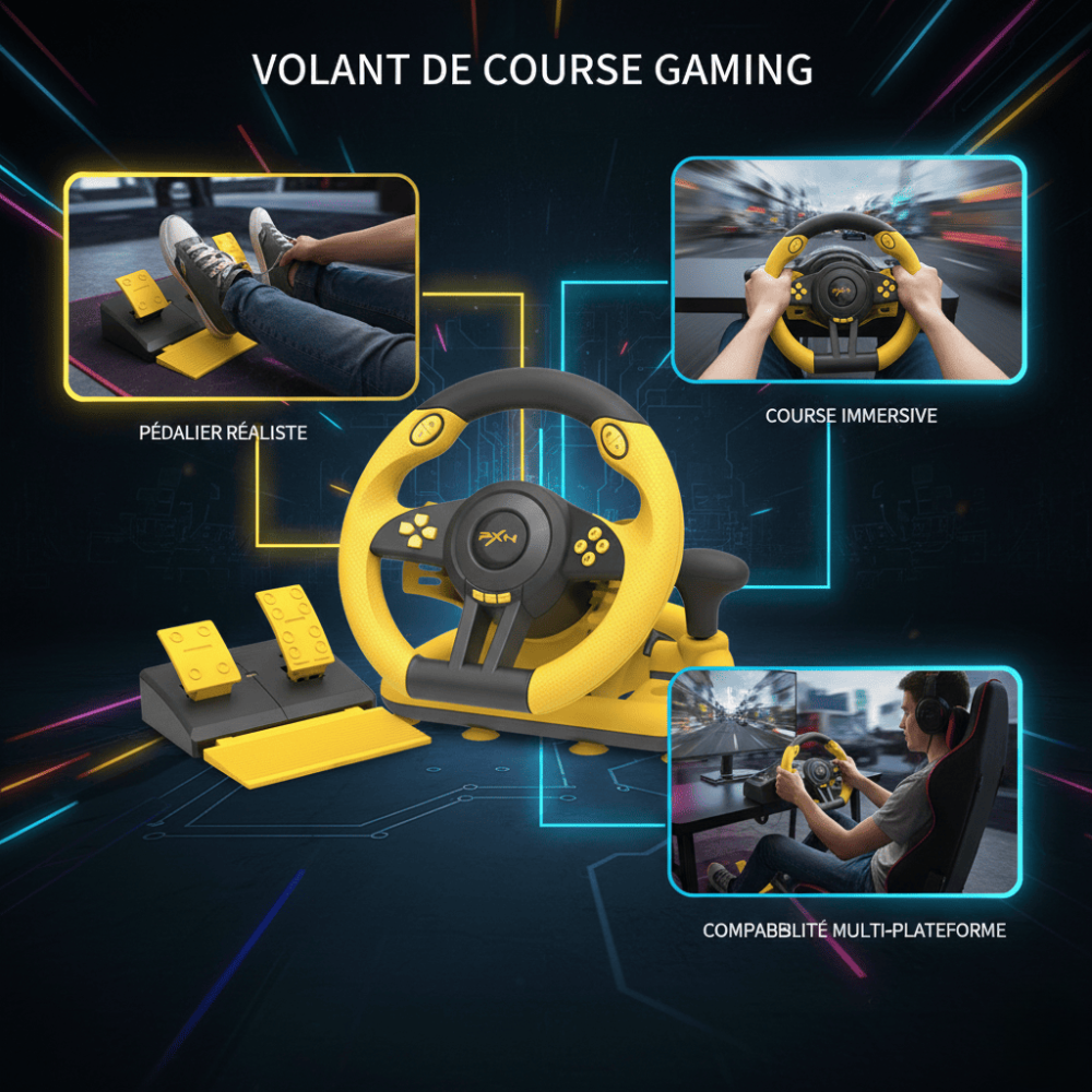 Volant Gaming V3 Pro - Double Vibration Multi Plateforme