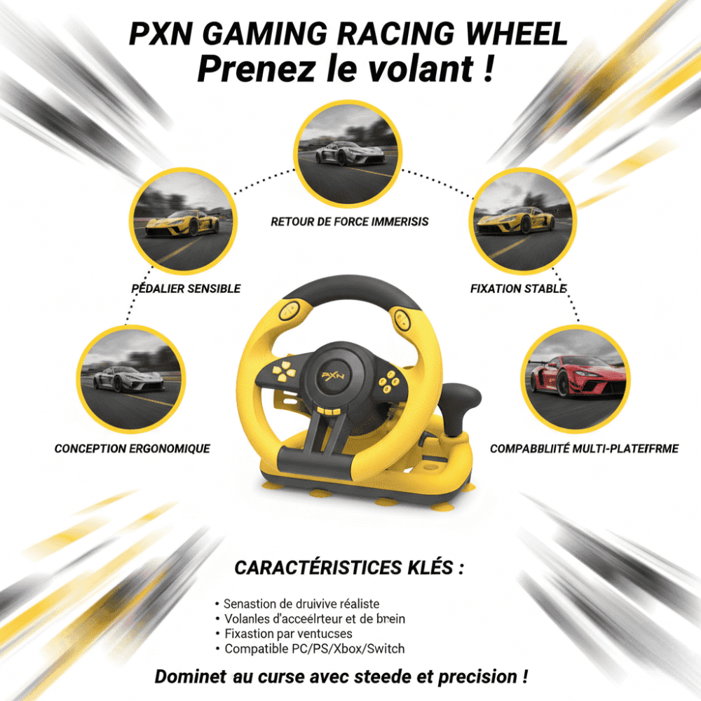 Volant Gaming V3 Pro - Double Vibration Multi Plateforme thumbnail 3
