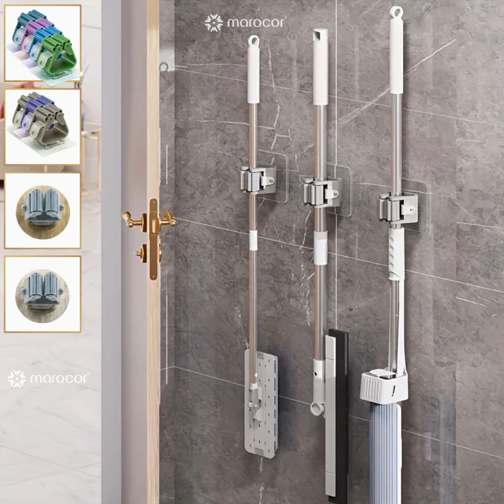 (lot De 3 Pcs) Support Mural Simple Pour Balai Et Serpillière, Organisateur Pour Cuisine, Salle De Bain, Garage Et Jardin