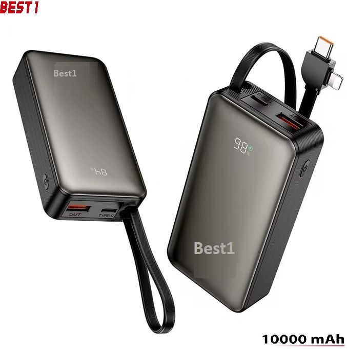 Best Power Bank 10000mah Pw-05 22,5 W Charge Rapide Lcd Display Cable 2in1 Iphone Et Type C + Entre Usb+type-c