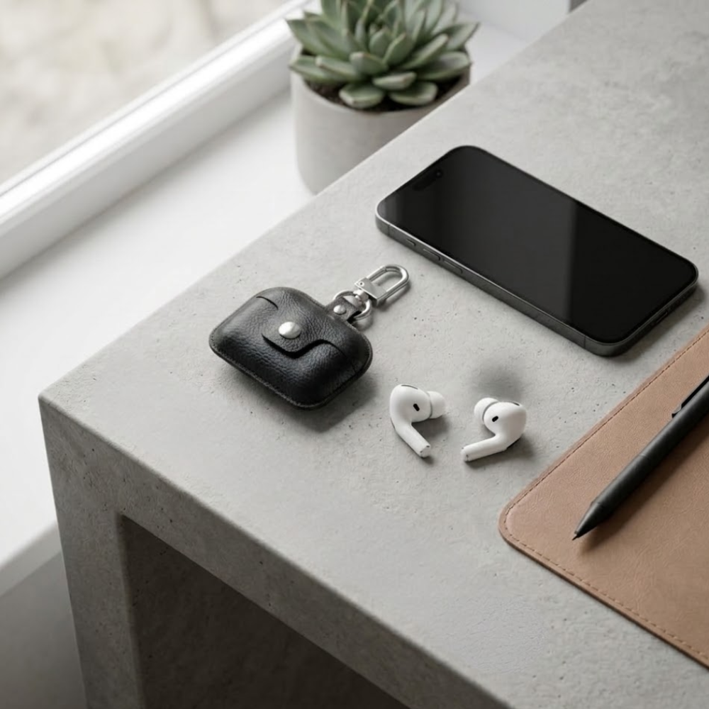 Etui En Cuire Pour Airpods Pro - Noir thumbnail 3