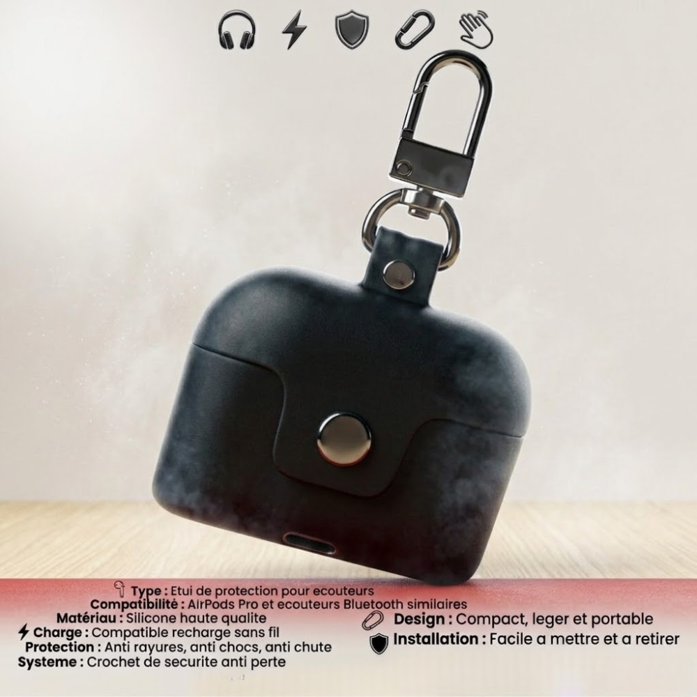 Etui En Cuire Pour Airpods Pro - Noir thumbnail 6