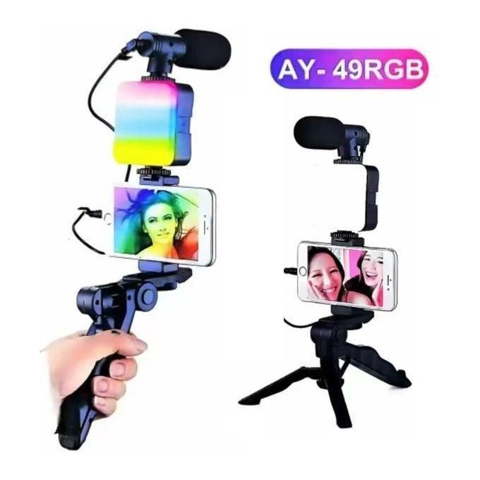 Kit Trépied Vidéo Ay-49 Avec Micro