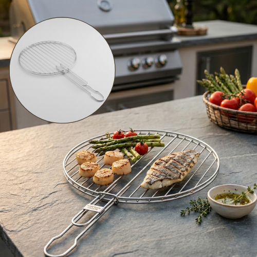 Grille Ronde Double Face Pour Cuisson Barbecue Pratique