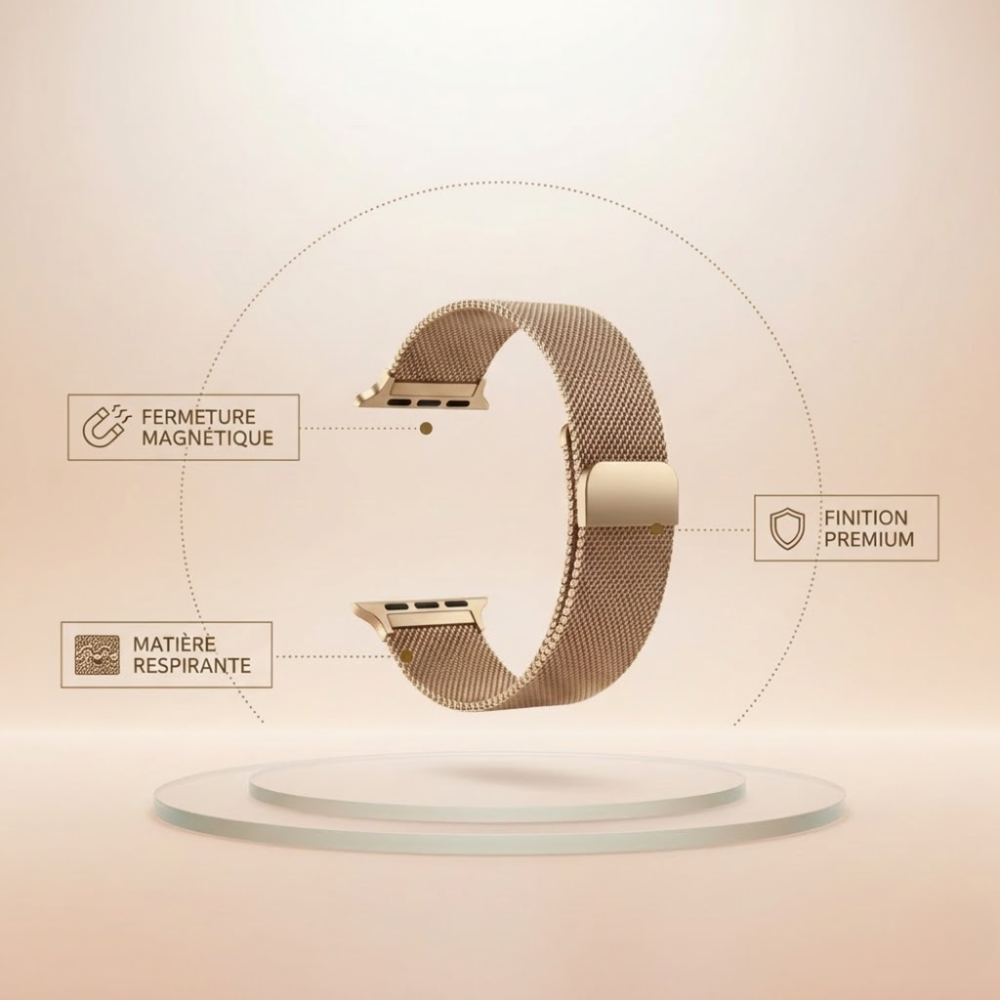 Bracelet Milanais Compatible Avec Apple Watch 42-44-45-46-49/mm thumbnail 2