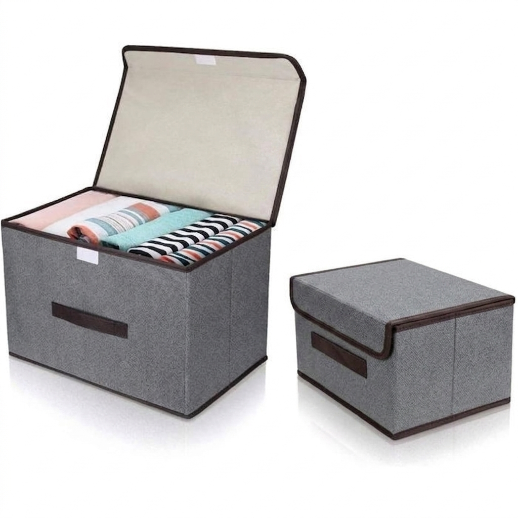 Boite De Rangement De Vêtements - 2 Pack - 1 Grande Et 1 Petite - Polypropylène - Couleur Aléatoire