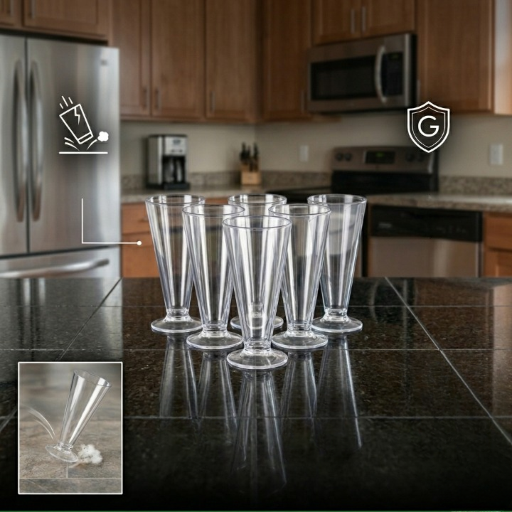 Lot De 6 Verres Résistants Et Élégants, Plastique Incassables Pour Toutes Vos Boissons thumbnail 5