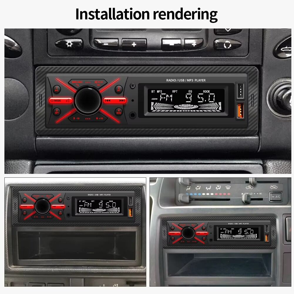 Poste Radio Voiture, Lecteur Mp3 Bluetooth Pour Voiture, Lumière Sept Couleurs Haute Puissance 12v,fm/aux/usb,disque Flash,machine,charge De Téléphone Haute Fidélité thumbnail 6