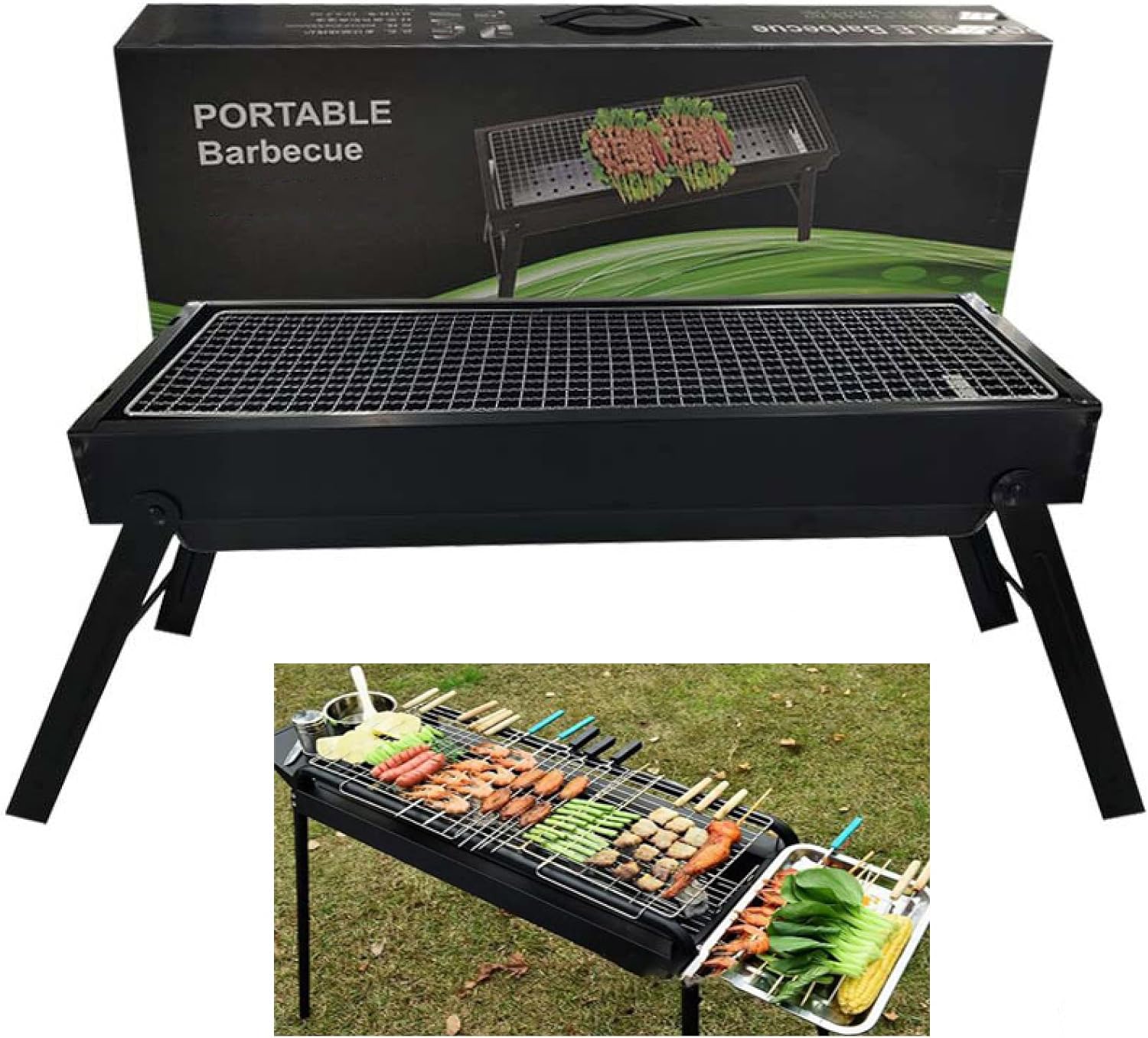 Barbecue Charbon De Table En Acier Bbq Grill Pliable Portable Pour Camping Et Pique-nique