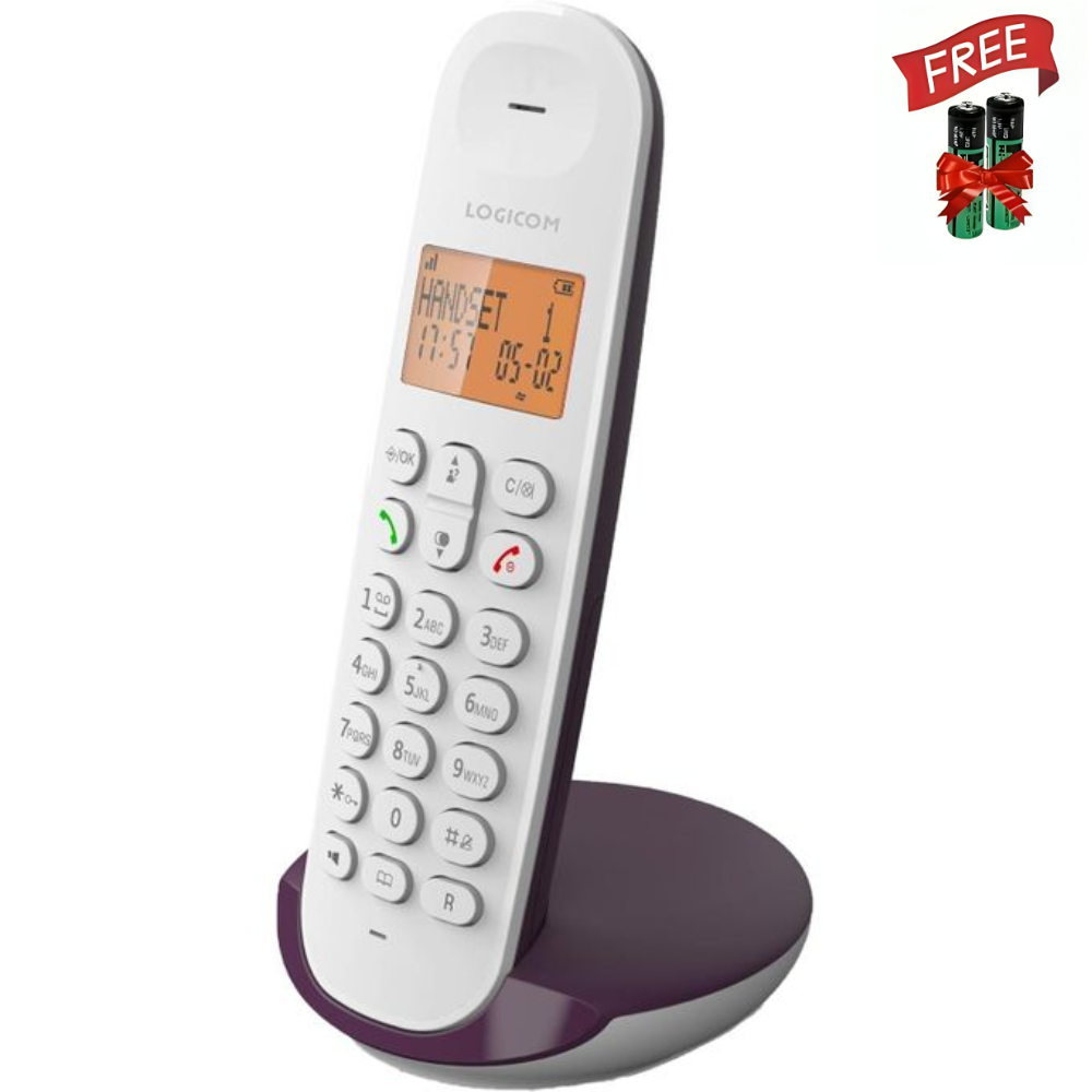 Téléphone Fixe Sans Fil Logicom Iloa 150 Couleur Aléatoire + 2 Piles Rechargable Gratuit